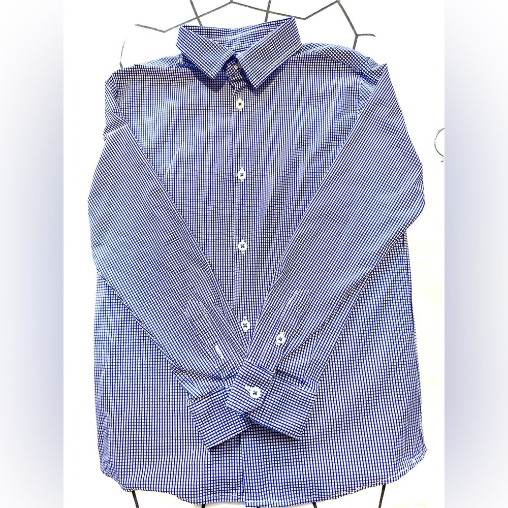 Zara Navy and White Grid Pattern Shirt